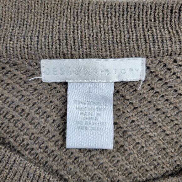 Design History Sweater Dress Womens L Brown Rib Angle Knit Pull On Midi Casual - Picture 7 of 13